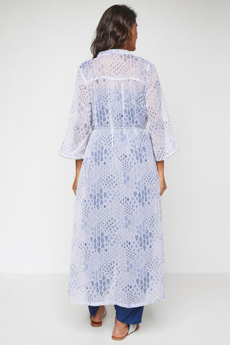 Blue Floral Top Dhoti With Overlay 3P Suit Set, Blue, image 3